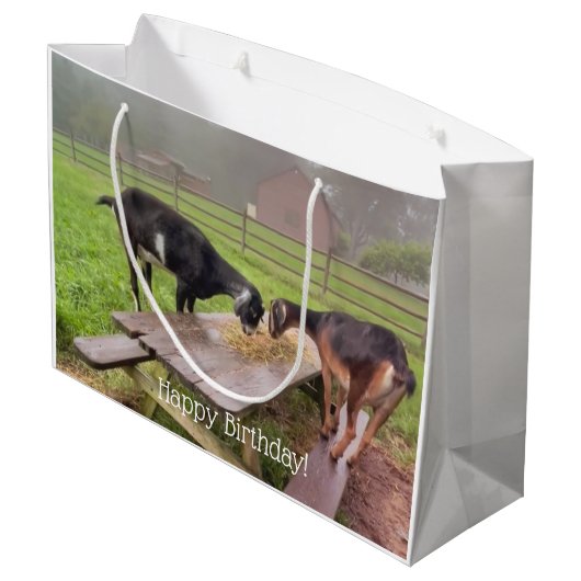 Happy Goat Sunset Verjaardag Groot Cadeauzakje (Achterkant Gekanteld)