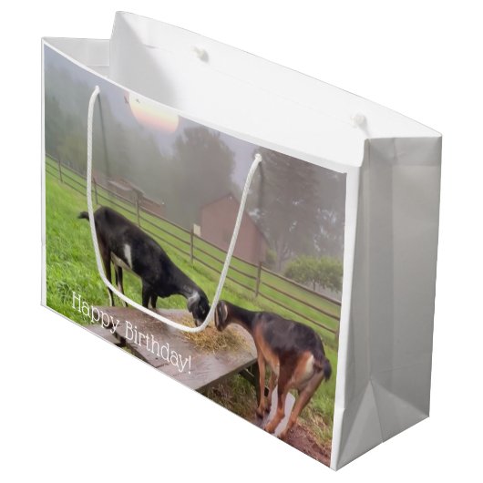 Happy Goat Sunset Verjaardag Groot Cadeauzakje (Voorkant Gekanteld)