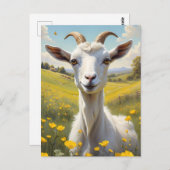 Happy Goat Vibrant Buttercup Meadow Briefkaart (Voorkant / Achterkant)