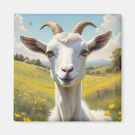 Happy Goat Vibrant Buttercup Meadow Magneet