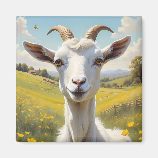 Happy Goat Vibrant Buttercup Meadow Magneet (Voorkant)