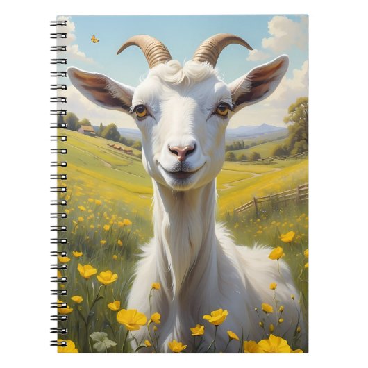 Happy Goat Vibrant Buttercup Meadow Notitieboek (Voorkant)