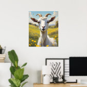 Happy Goat Vibrant Buttercup Meadow Poster (Thuiskantoor)