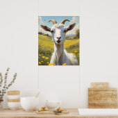 Happy Goat Vibrant Buttercup Meadow Poster (Keuken)