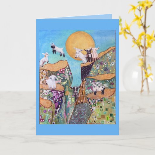Happy Goats Birthday Kaart (Gele Bloem)