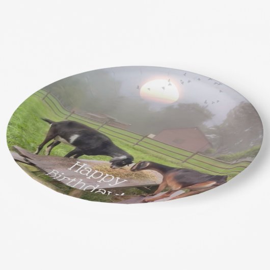 Happy Goats op zondag Papieren Bordje (Gekanteld)