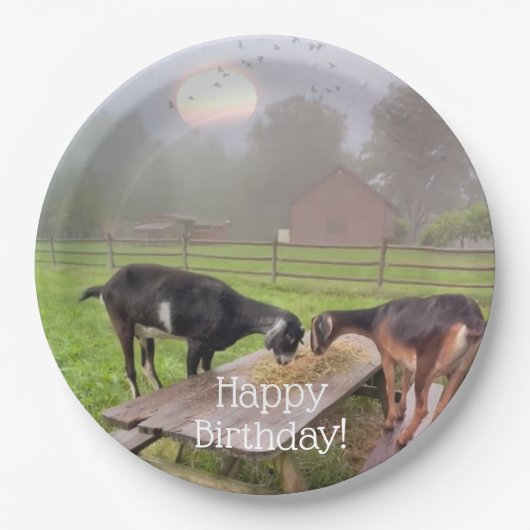 Happy Goats op zondag Papieren Bordje (Voorkant)