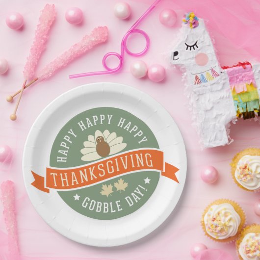 Happy Gobble Day Thanksgiving Holiday Papieren Bordje (Feest)