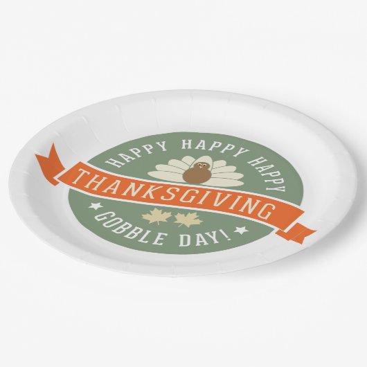 Happy Gobble Day Thanksgiving Holiday Papieren Bordje (Gekanteld)