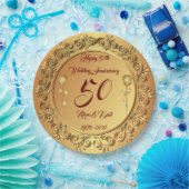 Happy Gold 50e Jubileum aanpassen Papieren Bordje (Feest)