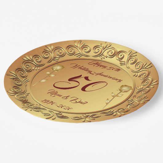 Happy Gold 50e Jubileum aanpassen Papieren Bordje (Gekanteld)