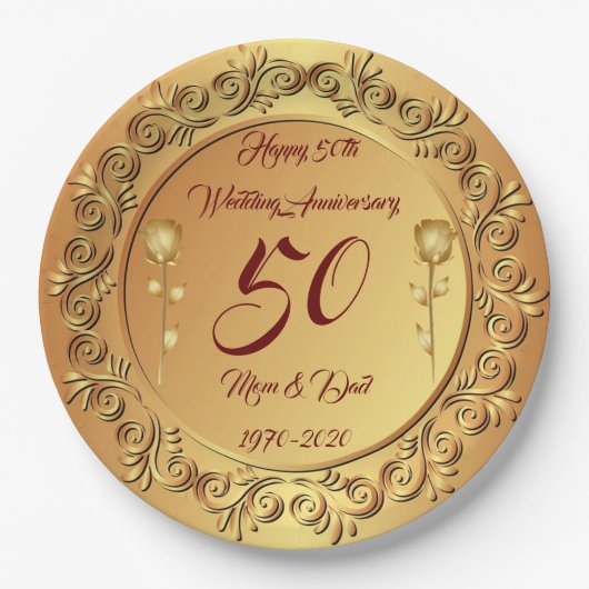 Happy Gold 50e Jubileum aanpassen Papieren Bordje (Voorkant)