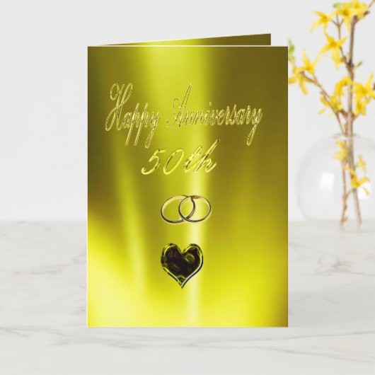 Happy Golden 50ste Jubileum Kaart (Gele Bloem)