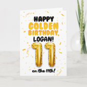 Happy Golden Birthday, 11th Birthday Card for Kids Kaart (Voorkant)