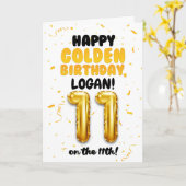 Happy Golden Birthday, 11th Birthday Card for Kids Kaart (Gele Bloem)