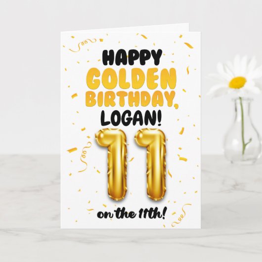 Happy Golden Birthday, 11th Birthday Card for Kids Kaart (Kleine Plant)