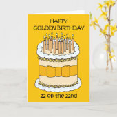Happy Golden Birthday 22 op de 22e Kaart (Gele Bloem)