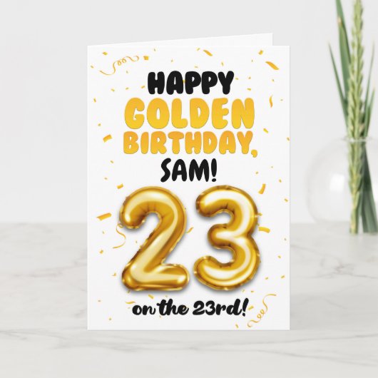 Happy Golden Birthday, 23rd Birthday Card  Kaart (Voorkant)