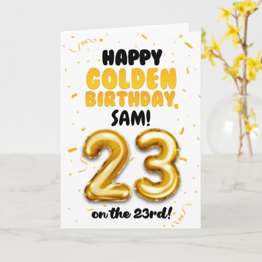 Happy Golden Birthday, 23rd Birthday Card  Kaart (Gele Bloem)