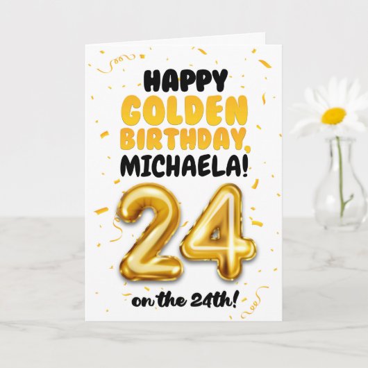 Happy Golden Birthday, 24th Birthday Card Kaart (Kleine Plant)