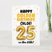 Happy Golden Birthday, 25th Birthday Card  Kaart (Voorkant)