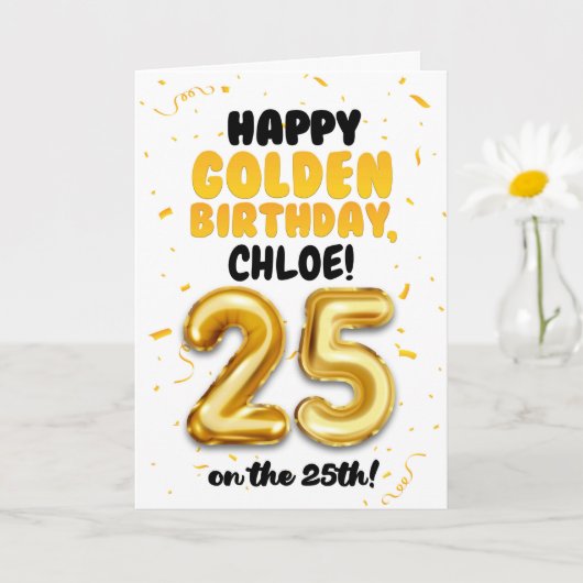 Happy Golden Birthday, 25th Birthday Card  Kaart (Kleine Plant)