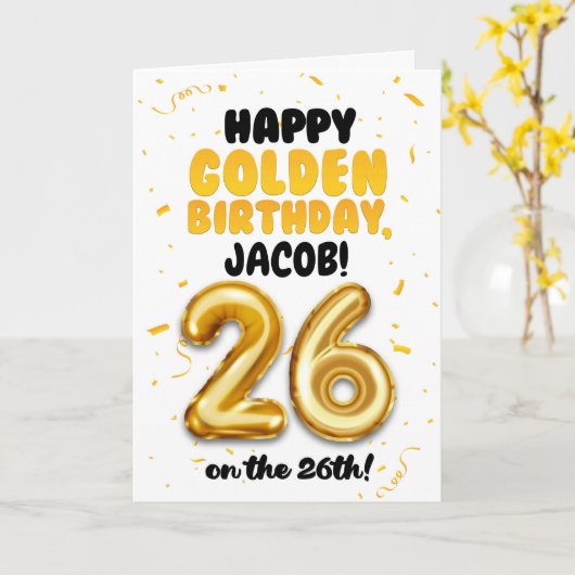Happy Golden Birthday, 26th Birthday Card  Kaart (Gele Bloem)