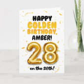 Happy Golden Birthday, 28th Birthday Card Kaart (Voorkant)