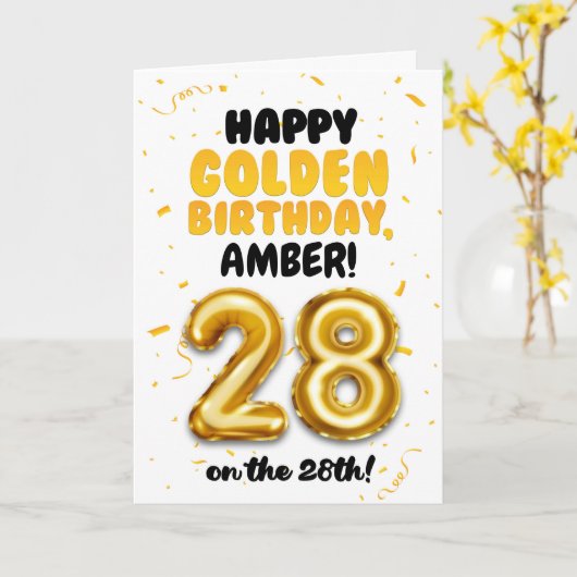 Happy Golden Birthday, 28th Birthday Card  Kaart (Gele Bloem)