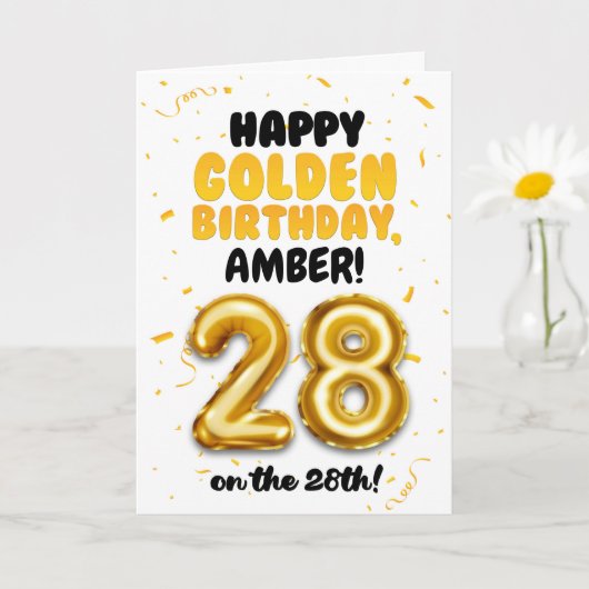 Happy Golden Birthday, 28th Birthday Card Kaart (Kleine Plant)