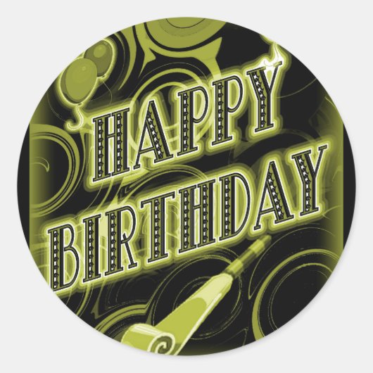 Happy Golden Birthday Ronde Sticker (Voorkant)