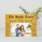 Happy Golden News Save the Date Photo Wedding Kaart (Staand voorkant)