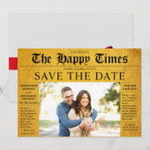 Happy Golden News Save the Date Photo Wedding Kaart (Voorkant / Achterkant)