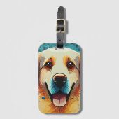 Happy Golden Retriever Bagagelabel (Voorkant (verticaal))