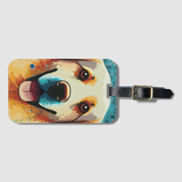 Happy Golden Retriever Bagagelabel