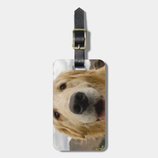 Happy Golden Retriever Bagagelabel (Voorkant verticaal)