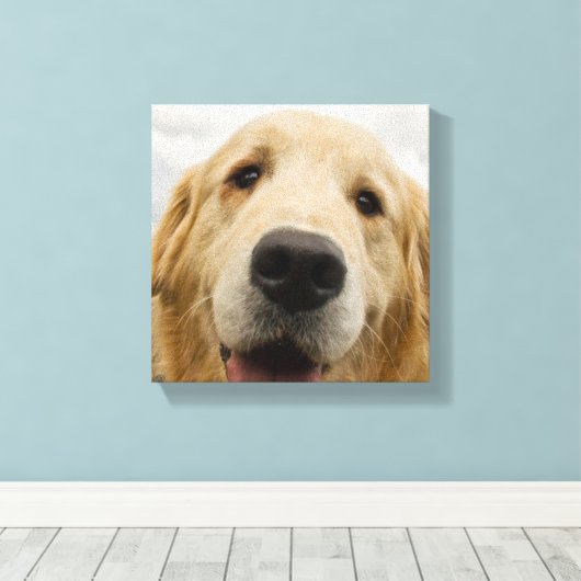 Happy Golden Retriever Canvas Afdruk (Insitu (Houten vloer))