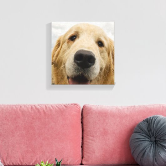 Happy Golden Retriever Canvas Afdruk (Insitu (Woonkamer))