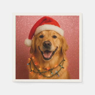 Happy Golden Retriever Christmas Card. Servet