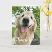 Happy Golden Retriever Dog Bedankt Kaart (Gele Bloem)