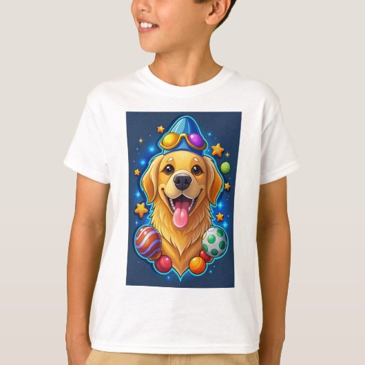 Happy Golden Retriever Dog Cartoon T-shirt (Voorkant)