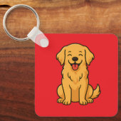Happy Golden Retriever Dog – Cute Funny Pets Sleutelhanger (Voorkant)