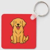 Happy Golden Retriever Dog – Cute Funny Pets Sleutelhanger (Achterkant)