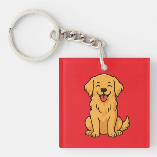 Happy Golden Retriever Dog – Cute Funny Pets Sleutelhanger (voorkant)