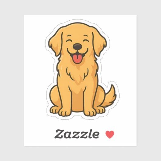 Happy Golden Retriever Dog – Cute Funny Pets Sticker (Vel)