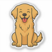 Happy Golden Retriever Dog – Cute Funny Pets Sticker (Voorkant)