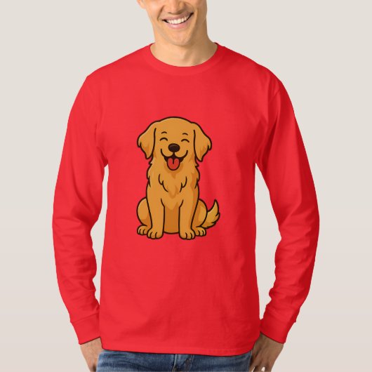 Happy Golden Retriever Dog – Cute Funny Pets T-shirt (Voorkant)