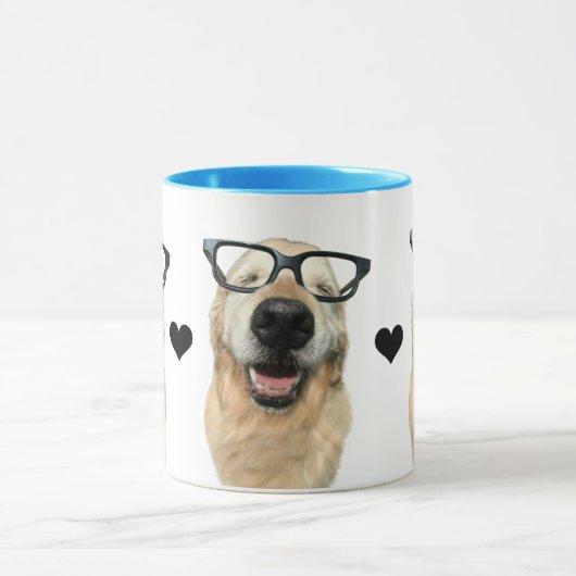 Happy Golden Retriever Dog in Nerd Glasses Mok (Midden)