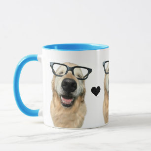 Happy Golden Retriever Dog in Nerd Glasses Mok