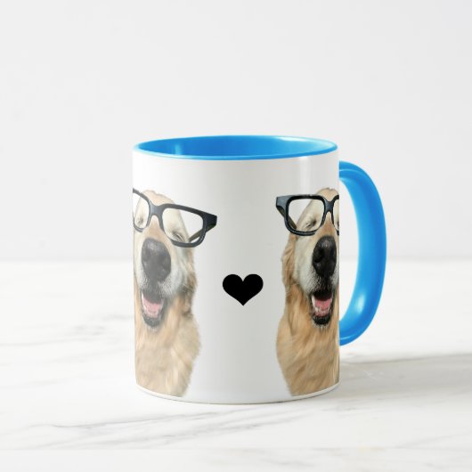 Happy Golden Retriever Dog in Nerd Glasses Mok (Voorkant rechts)